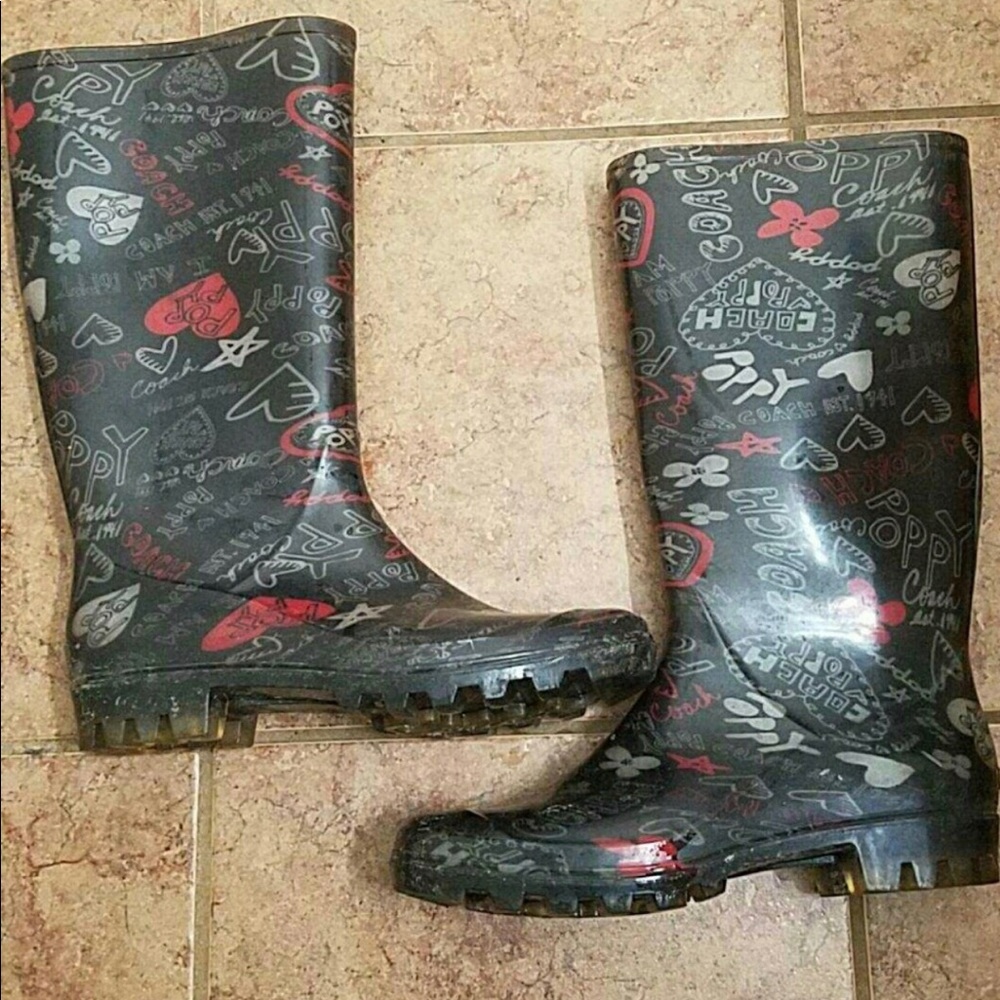 Coach poppy rain boots